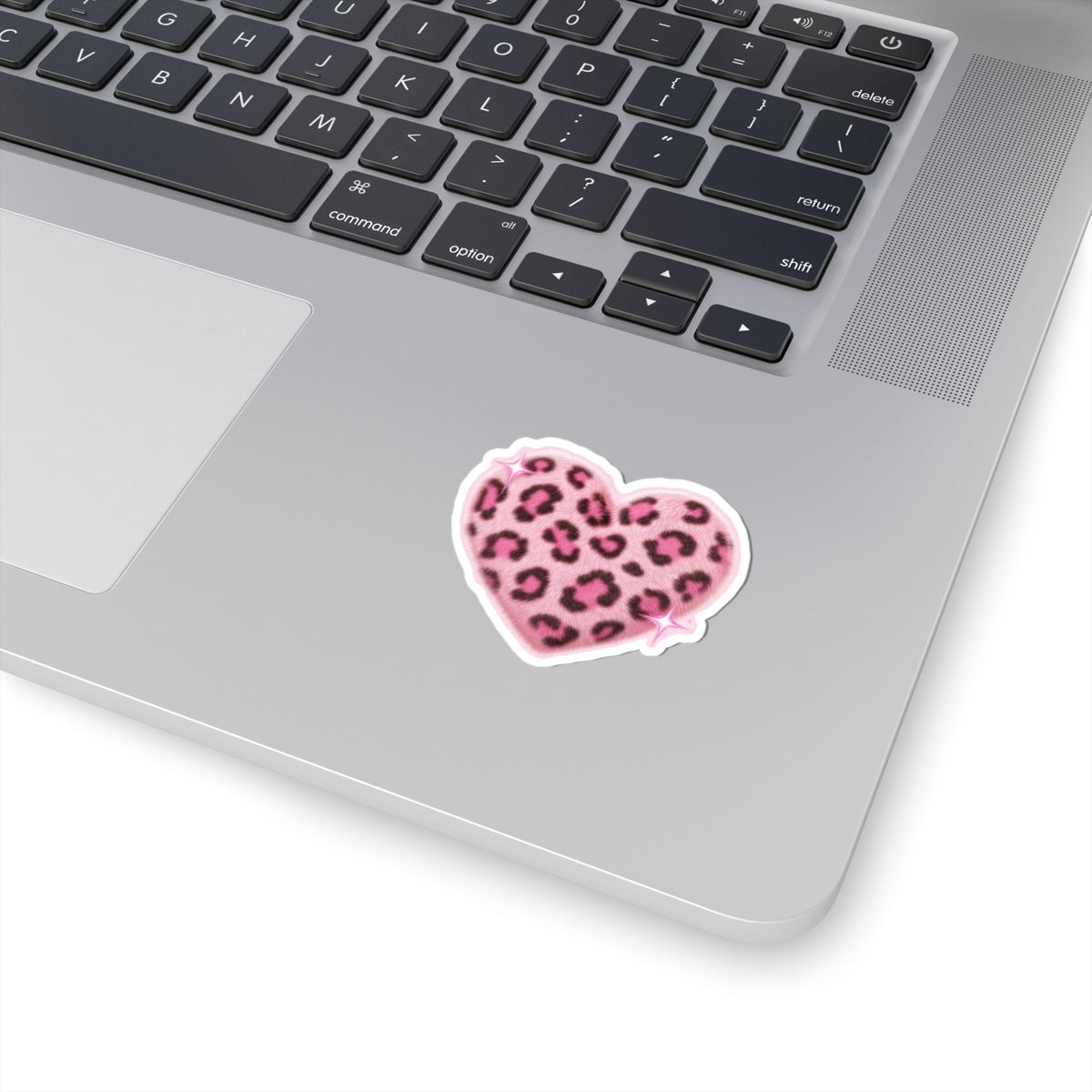 Pink Leopard Heart Kiss-Cut Sticker