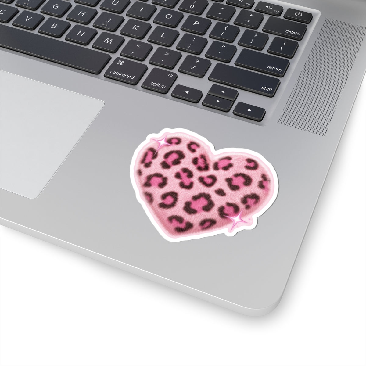 Pink Leopard Heart Kiss-Cut Sticker