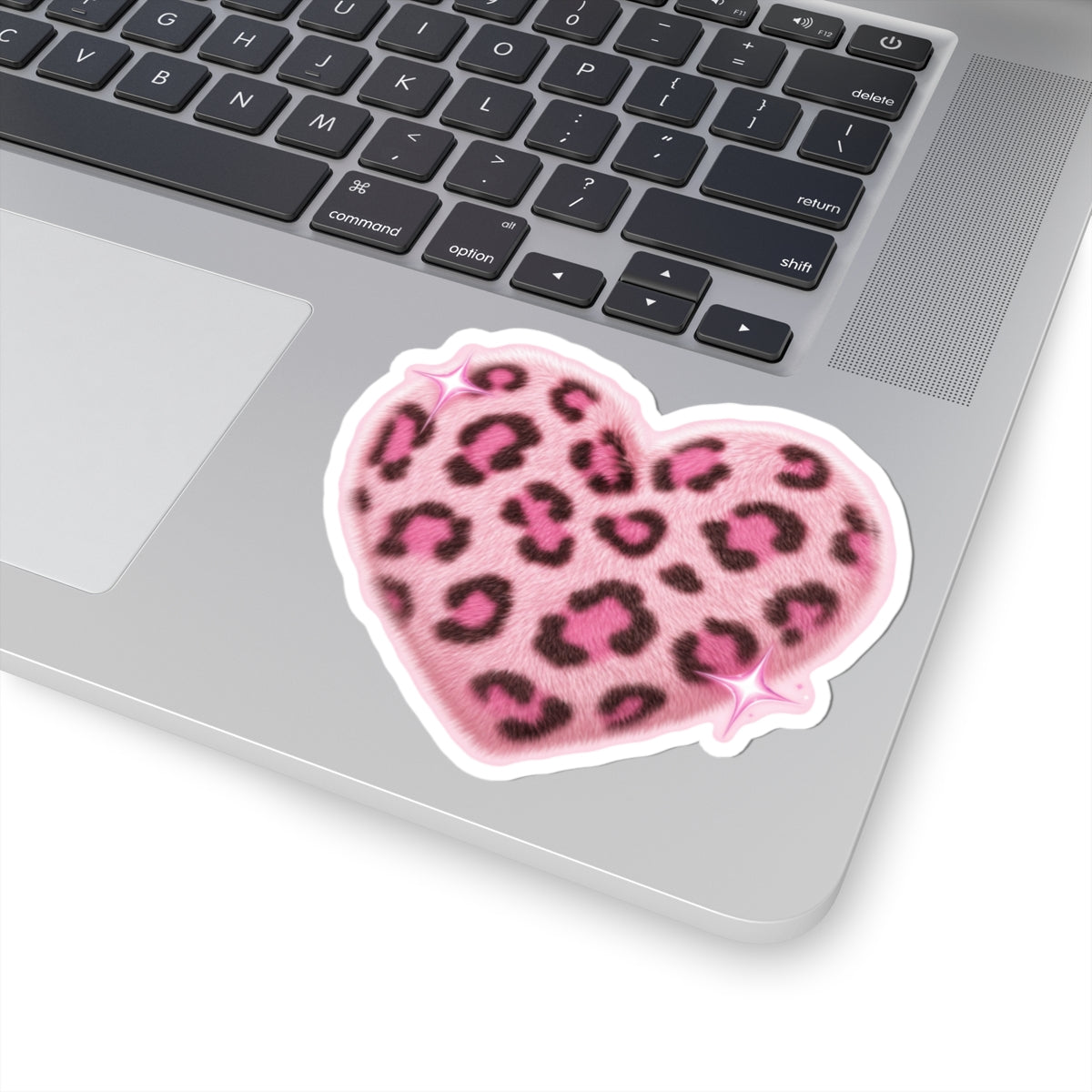 Pink Leopard Heart Kiss-Cut Sticker